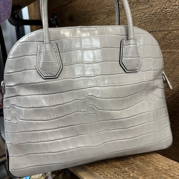 Michael Kors Gray Croc-Embossed Satchel with Chain Strap - Picture 5 of 11